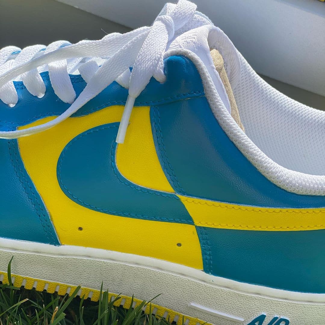 Blue and Yellow Custom Air Force 1's