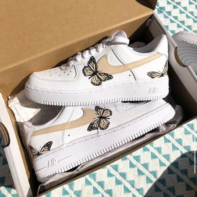 Custom Air Force 1 Beige Butterfly