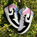 Custom Air Jordan 1 Mid Black Lack & Pink Colorblock 🌸