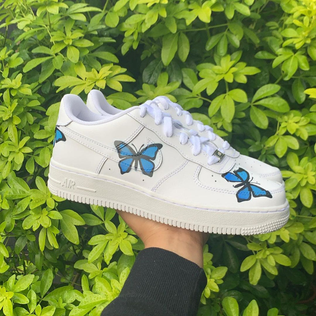 Hand painted Blue Butterfly Air Force 1's