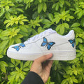Hand painted Blue Butterfly Air Force 1's