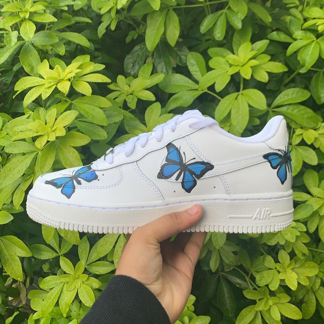Hand painted Blue Butterfly Air Force 1's