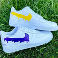 Custom Purple Yellow Drip Air Force Ones