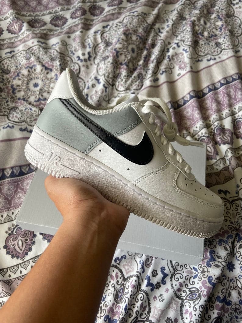 Gray and Black Custom Nike Air Force 1_s