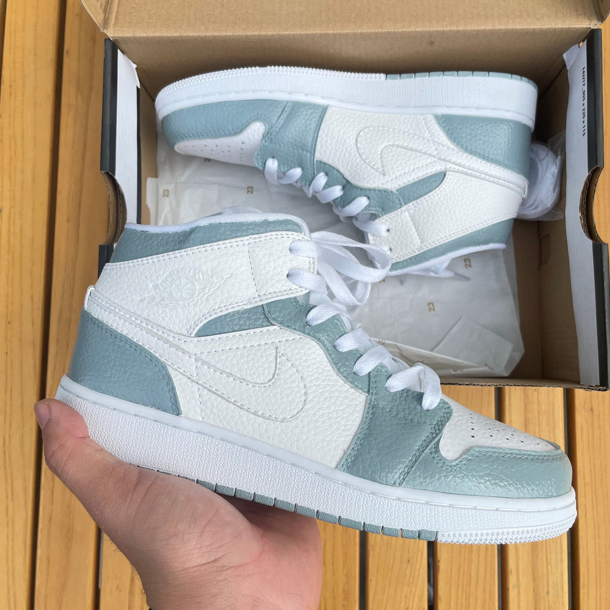 Custom Air Jordan 1 X  Gray green