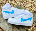 Custom Blue Nike Drip Air Force Ones