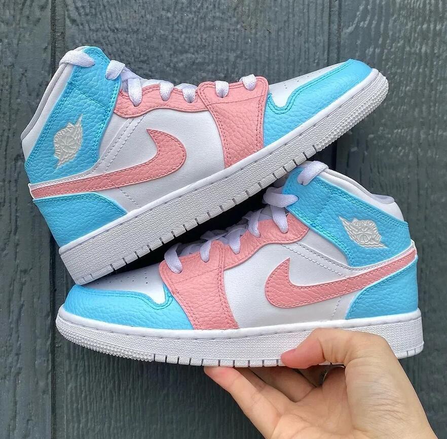 Custom Air Jordan  Blue Pink