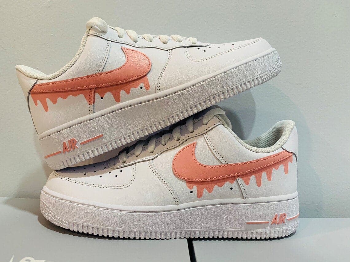Custom Nike Air Force 1 Swoosh Pink-  Any Color Drip
